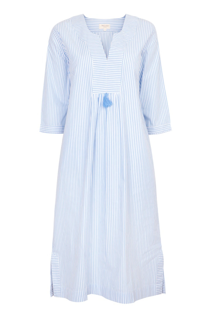 At-Ease Stripe Cotton Midi Dress - Blue and White – NoLoGoChic