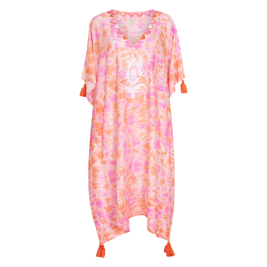 Felicity Embroidered Kaftan Cotton Cambric Pink