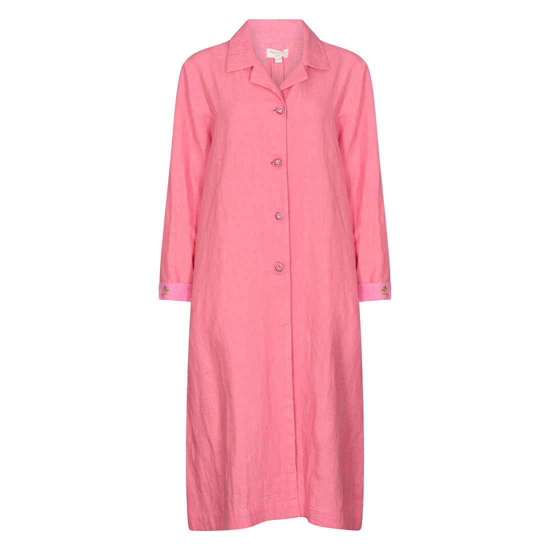 Embroidered Gertrude Coat Dress Linen Blush Pink