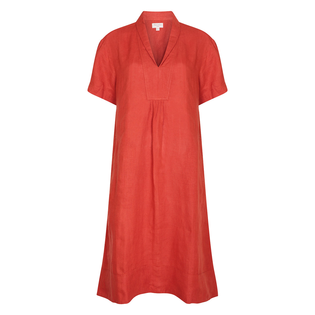 Elodie Short Sleeve Tunic Dress Linen - Red