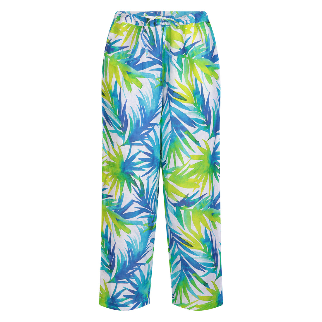 Printed Linen Super Fern Trouser Linen Lime