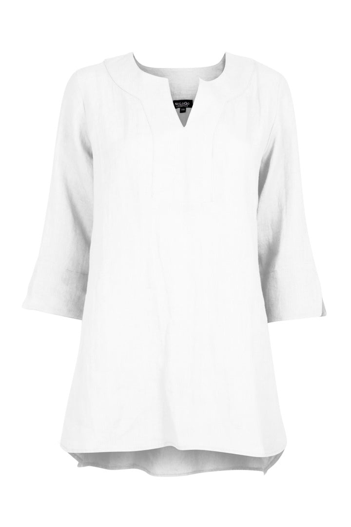 Life Style Linen Tunic Top White